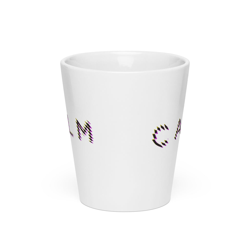 Calm minimalist white ceramic latte mug, 12 oz, front view
