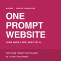 One Prompt Website cover — cerise product card reading One Prompt Website, your whole site built by AI. Paste one prompt into Claude, be live before dinner.