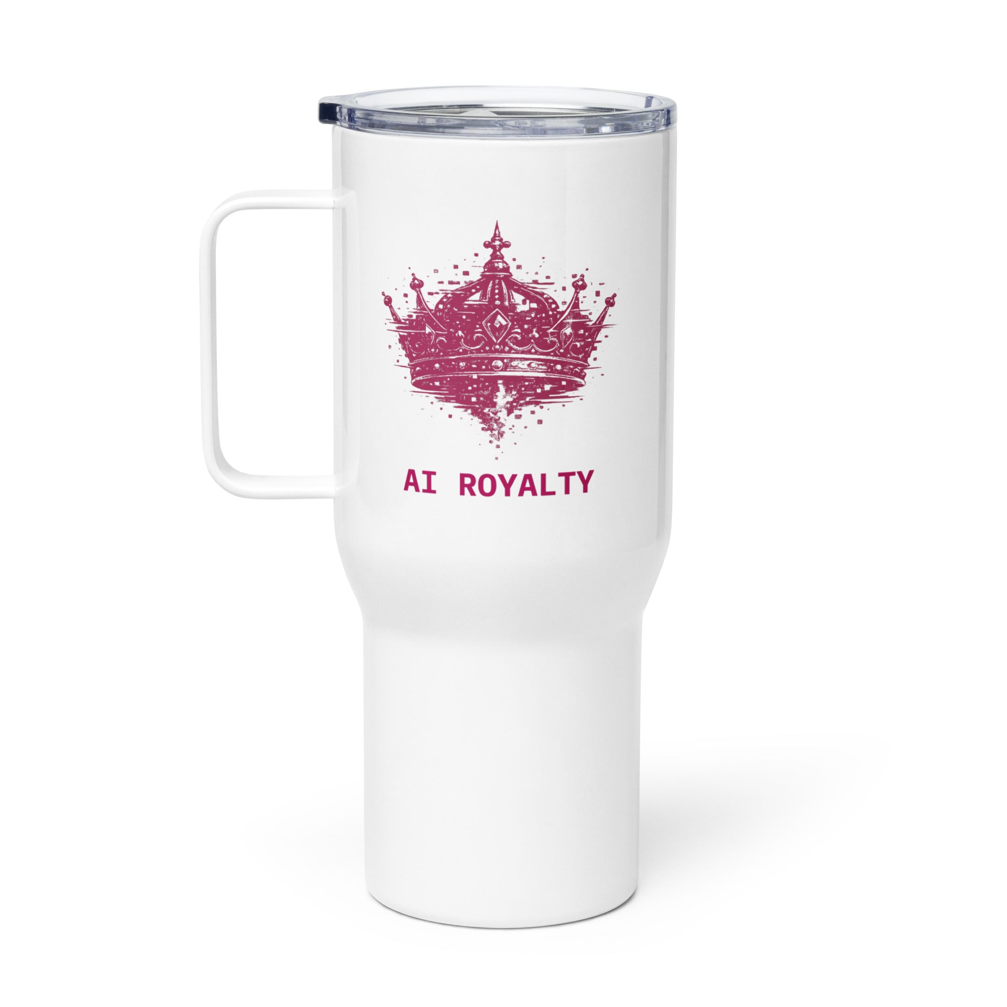 AI Royalty insulated travel mug with a handle, 25 oz, right side view