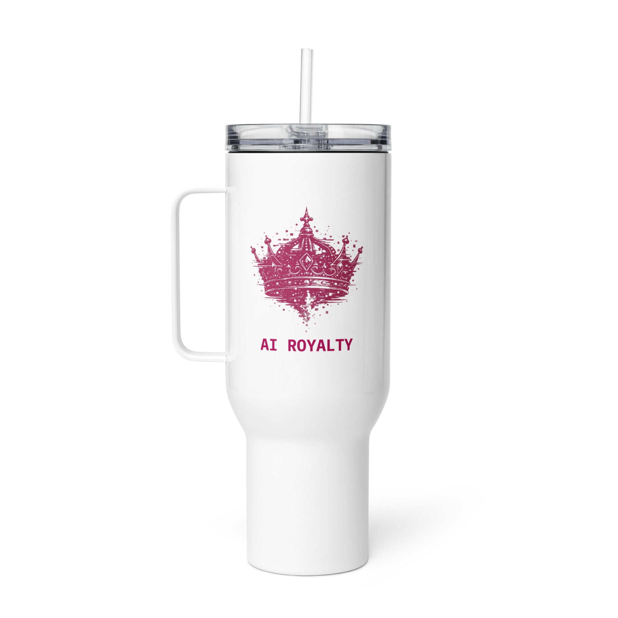 AI Royalty insulated travel mug with a handle, 40 oz, right side view