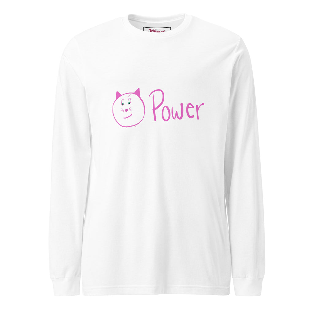 Meow & Proud sassy cat graphic long sleeve tee, front view