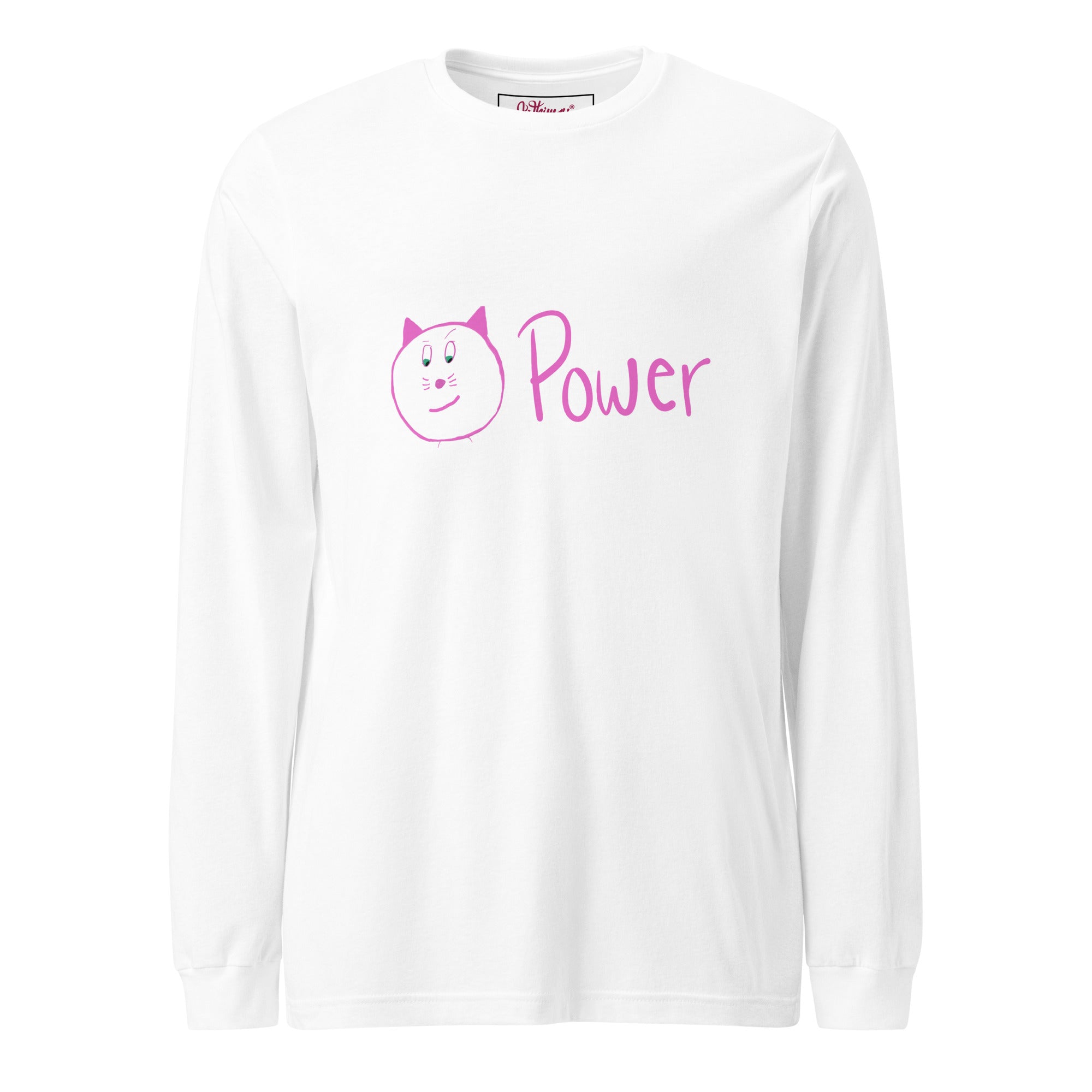 Meow & Proud sassy cat graphic long sleeve tee, front view