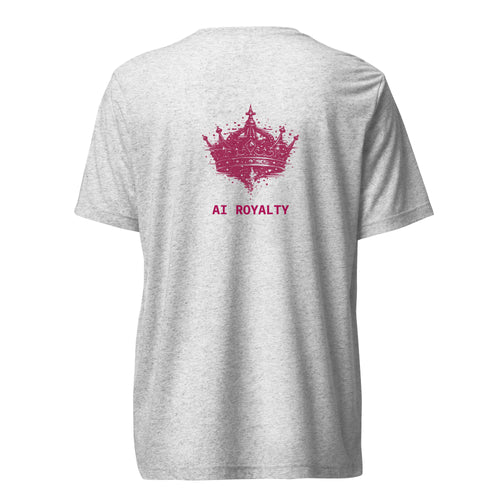AI Royalty unisex tri-blend tee in white fleck, back view