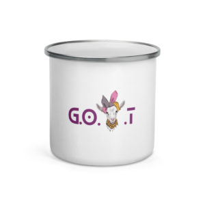 GOAT Greatest Of All Time mug by Whimzy Vibez — motivational ceramic coffee mug