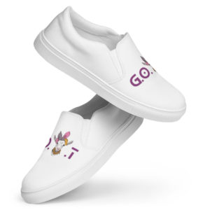 GOAT Greatest Of All Time slip on shoes by Whimzy Vibez — premium canvas slip ons