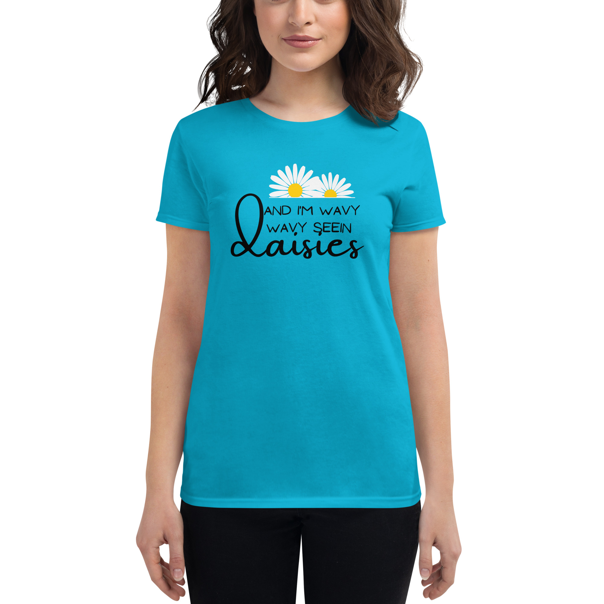 Daisies women graphic tee by Whimzy Vibez — floral empowerment design