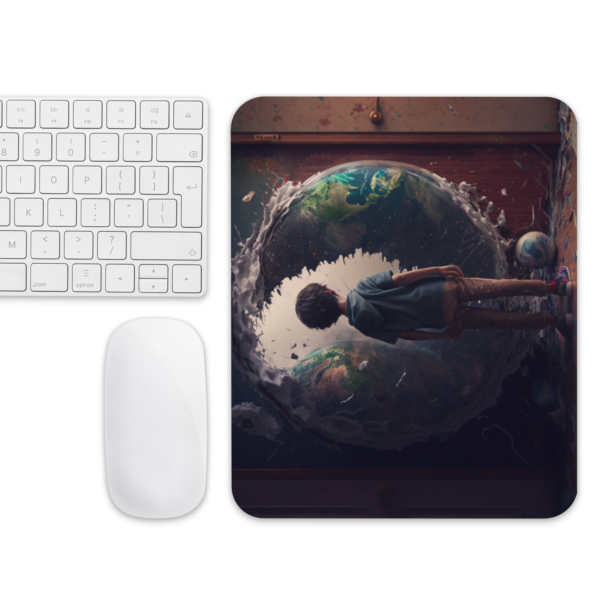 Breaking Through mouse pad by Whimzy Vibez — premium desk accessory with clone art design