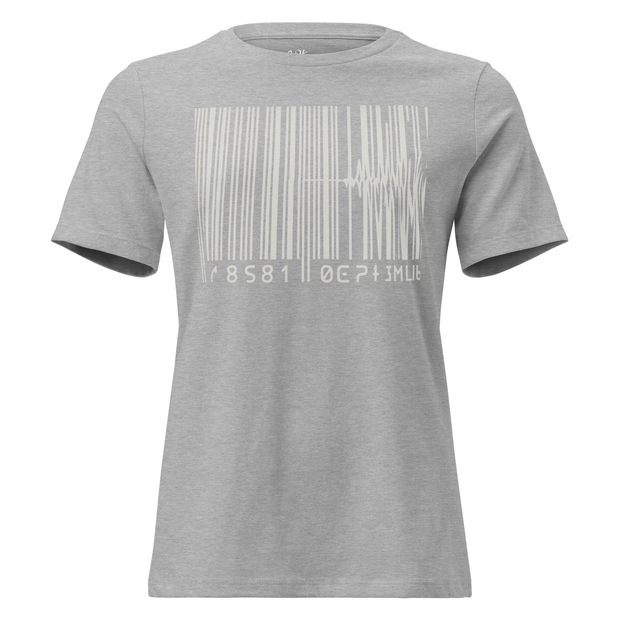 Women’s Glitched Barcode Graphic T‑Shirt – Aesthetic Techwear Streetwear Tee by Whimzy x RARI - Image 5
