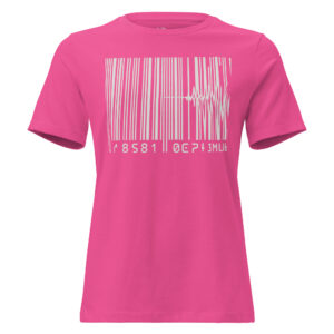 Women’s Glitched Barcode Graphic T‑Shirt – Aesthetic Techwear Streetwear Tee by Whimzy x RARI