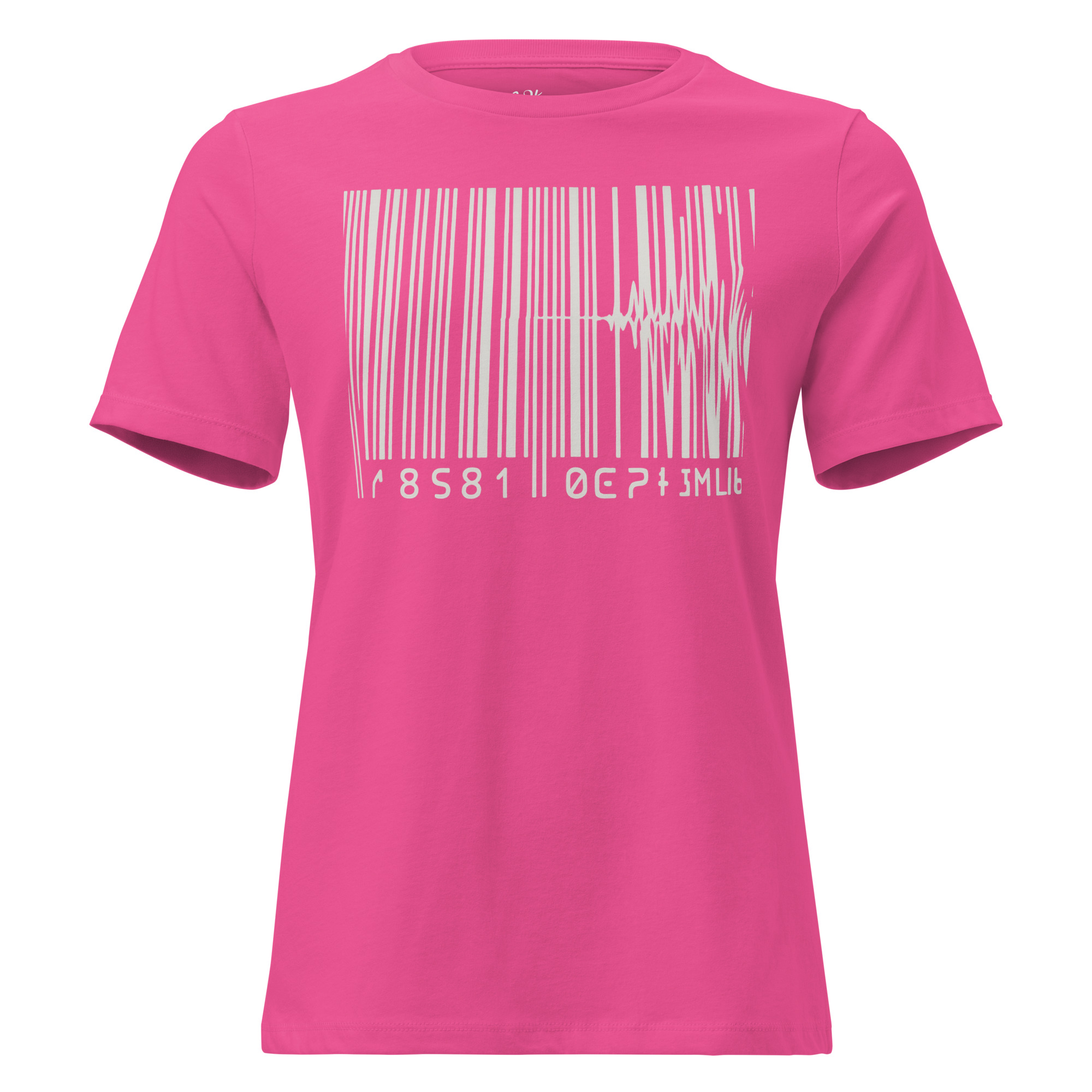 Women’s Glitched Barcode Graphic T‑Shirt – Aesthetic Techwear Streetwear Tee by Whimzy x RARI