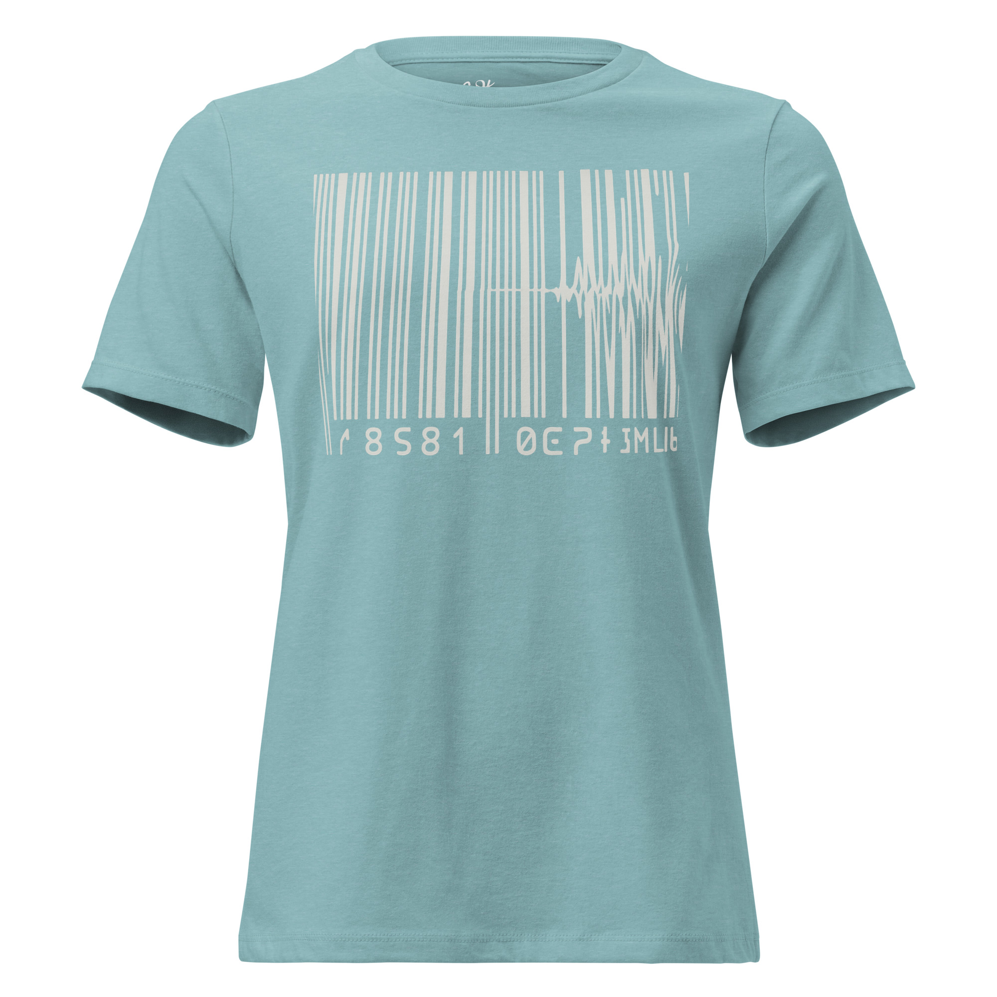 Women’s Glitched Barcode Graphic T‑Shirt – Aesthetic Techwear Streetwear Tee by Whimzy x RARI - Image 4