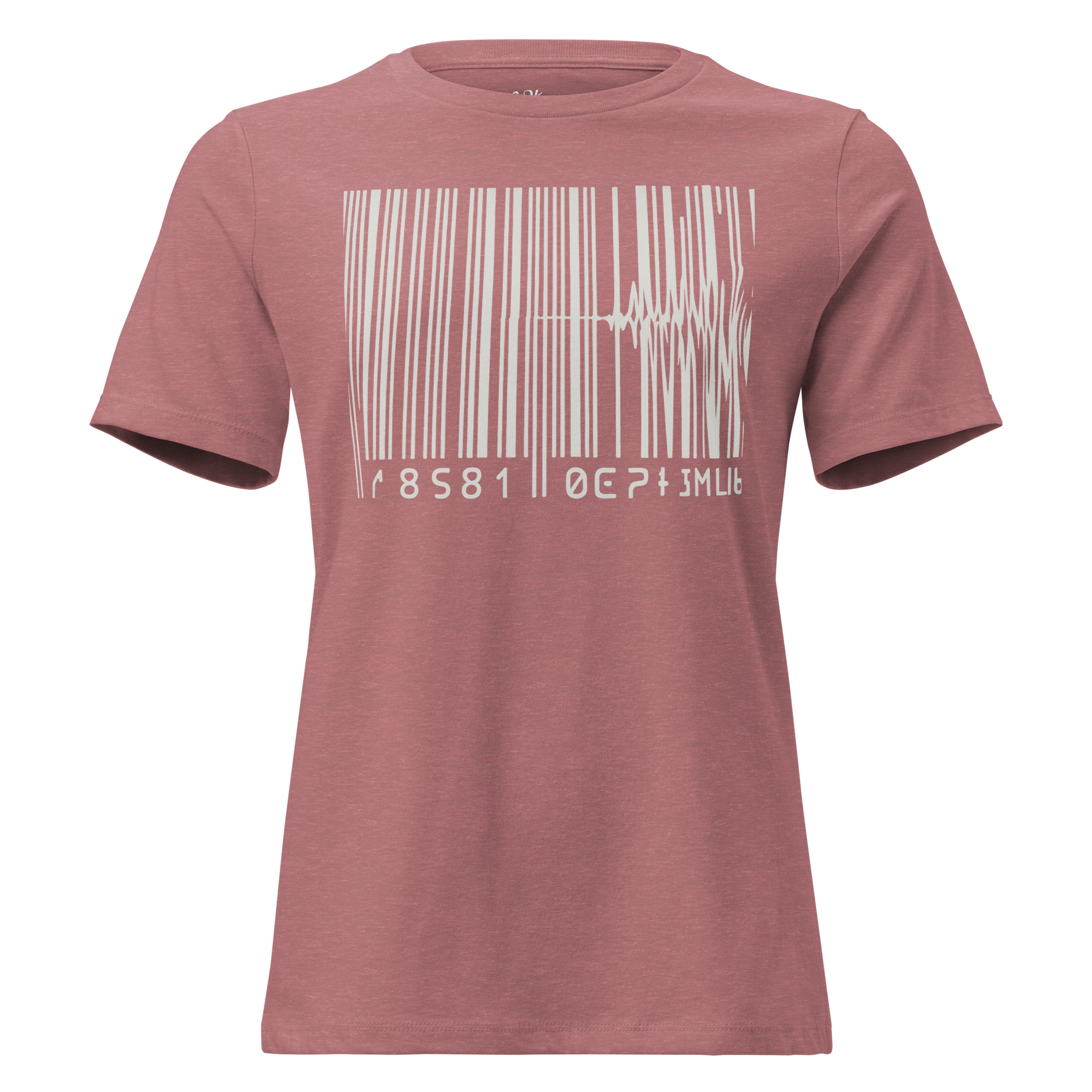 Women’s Glitched Barcode Graphic T‑Shirt – Aesthetic Techwear Streetwear Tee by Whimzy x RARI - Image 3